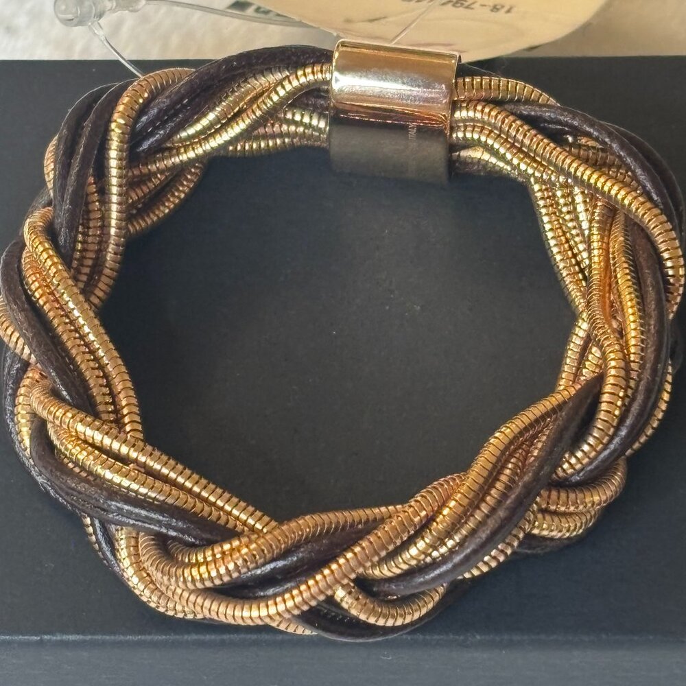 Black and Gold Breaded Magnetic Bracelet